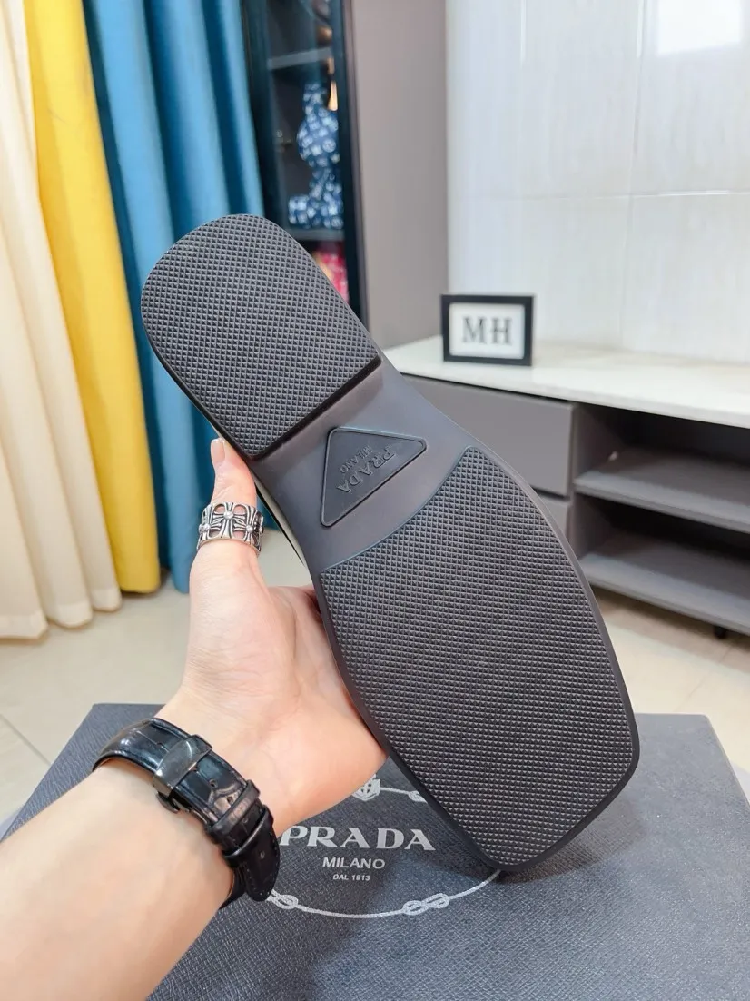 Men's shoes 💰540🌹🌹【PRADA Leather Shoes】Top purchasing agency Original imported Italian custom-made open-edge beaded cowhide leather surface, fully imported water-dyed breathable cowhide lining, original factory special molded sole super comfortable, size: 38-44